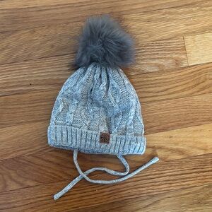 Cozy Gray Knit Pom-Pom Hat for Kids